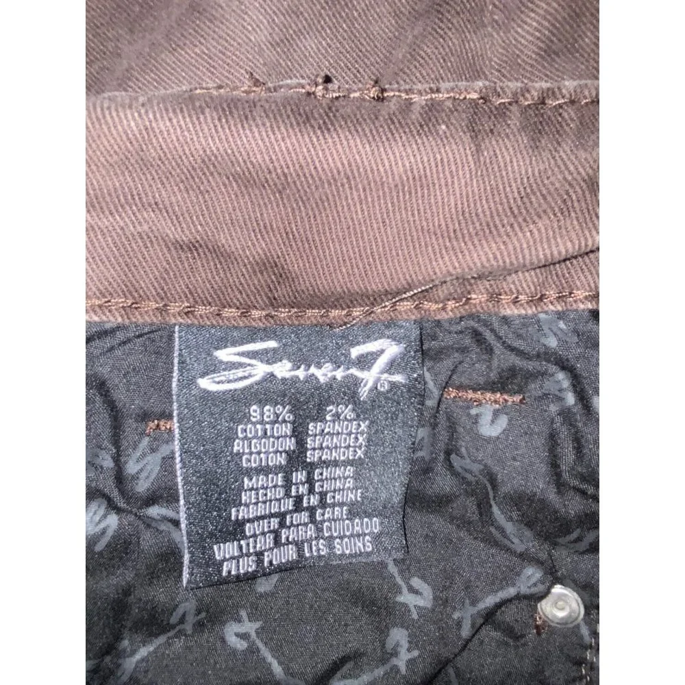Seven7 Jeans Women 10 Brown Skinny Denim Logo Cotton Stretch Mid Rise Casual - Picture 4 of 8